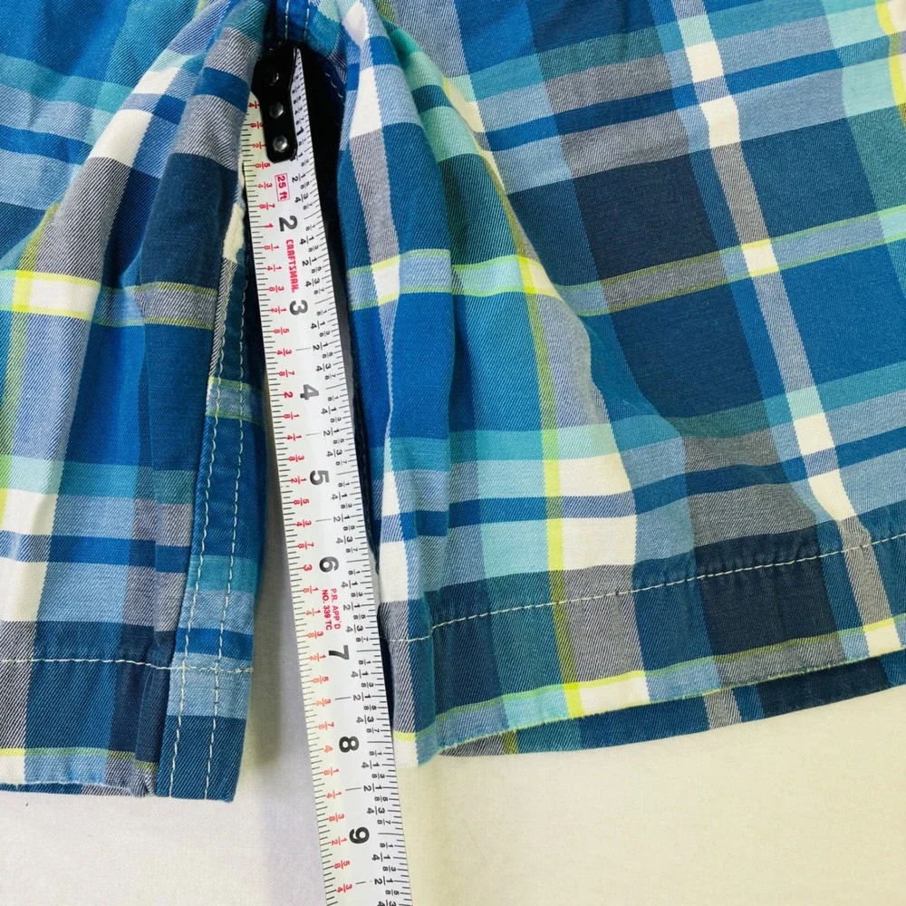 Hollister Mens Blue Plaid Flat Front Chino Shorts Button Fly 30 32